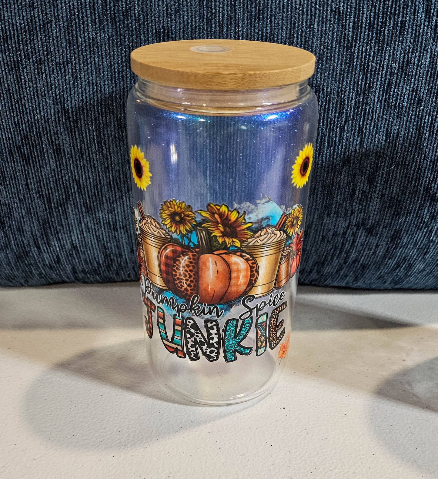 16 oz Iridescent Glass Can - Pumpkin Spice Junkie