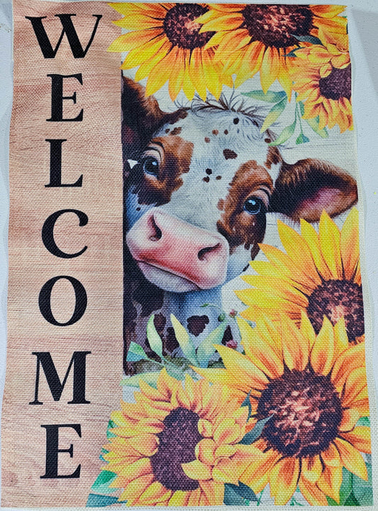 Garden Flag - Peeking Calf Welcome