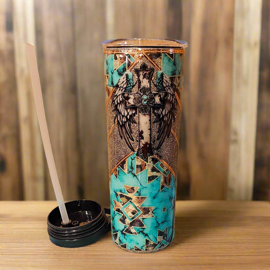 20 oz Duo - Turquoise Cross