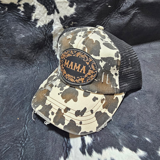 Leather Patch Hat - Cowhide Leather Mama