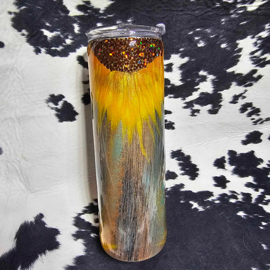 Patina Sunflower - Hand Painted 30 oz