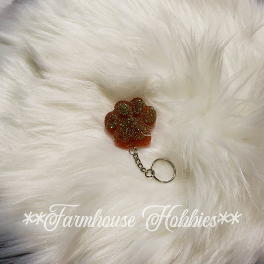 Puppy Paw Keychain - Orange Home Decor/Accessories Farmhouse Hobbies   